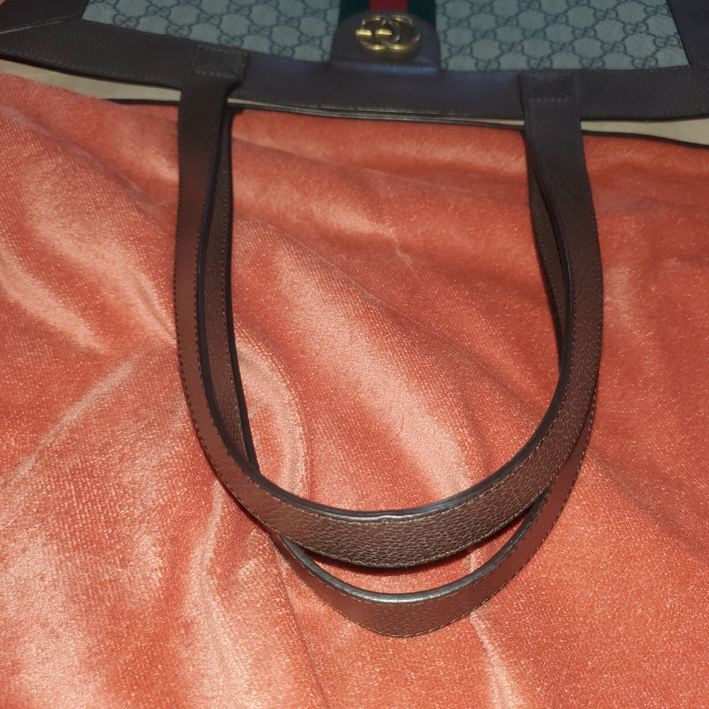 Gucci Beige and Green Tote with Red Stripe - Picture 4 of 16